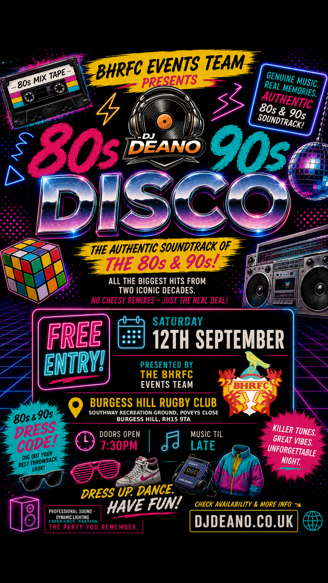 Getting Ready for the BHRFC 80s & 90s Disco on 12th September at Burgess Hill Rugby Club